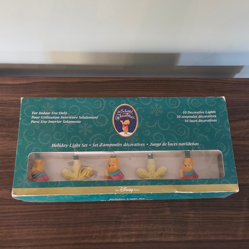 Vintage Disney Store Winnie the Pooh Enchanted Christmas Holiday Light Set 10ct
